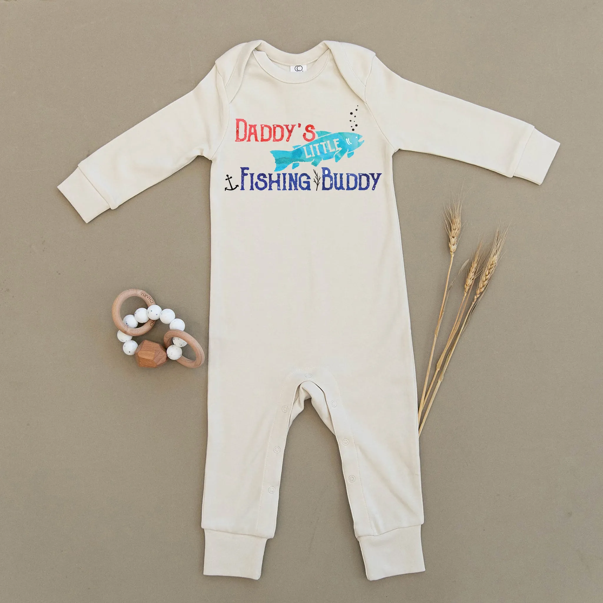 Daddy's Little Fishing Buddy Organic Baby Playsuit