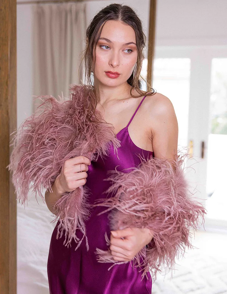 Daphne - Feather Cape in Dusty Rose