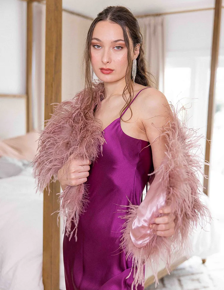 Daphne - Feather Cape in Dusty Rose