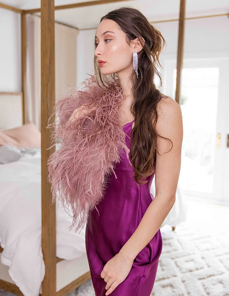 Daphne - Feather Cape in Dusty Rose