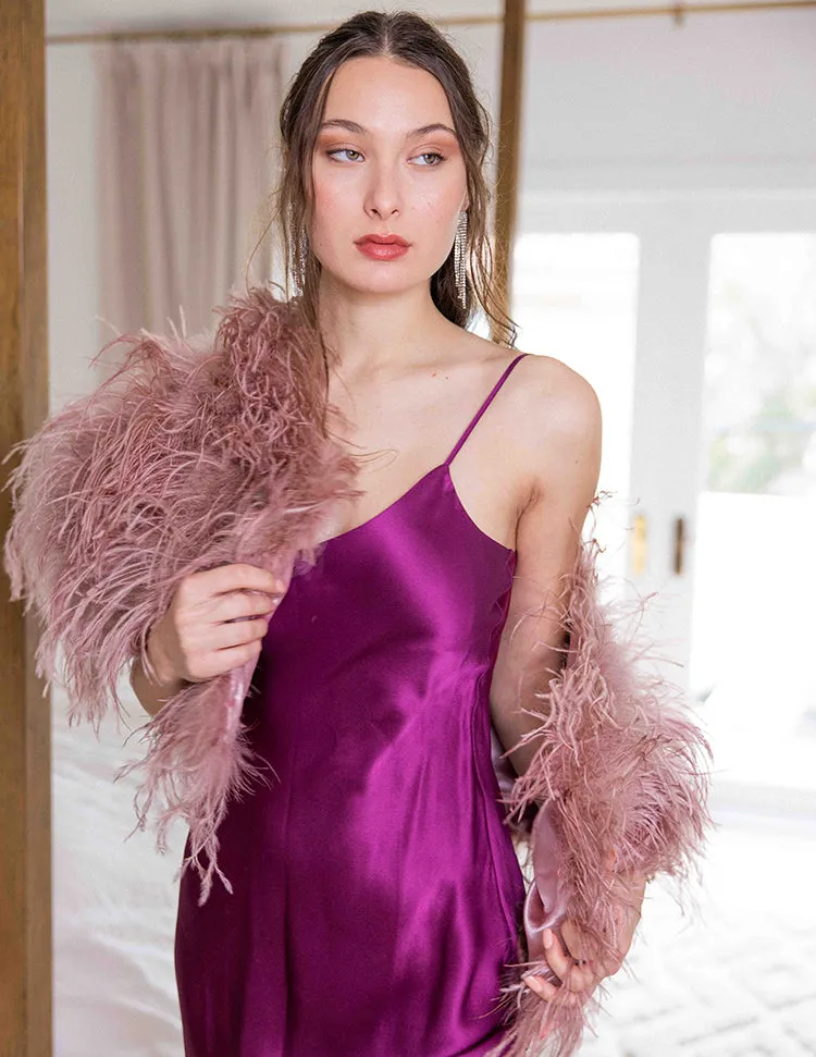 Daphne - Feather Cape in Dusty Rose