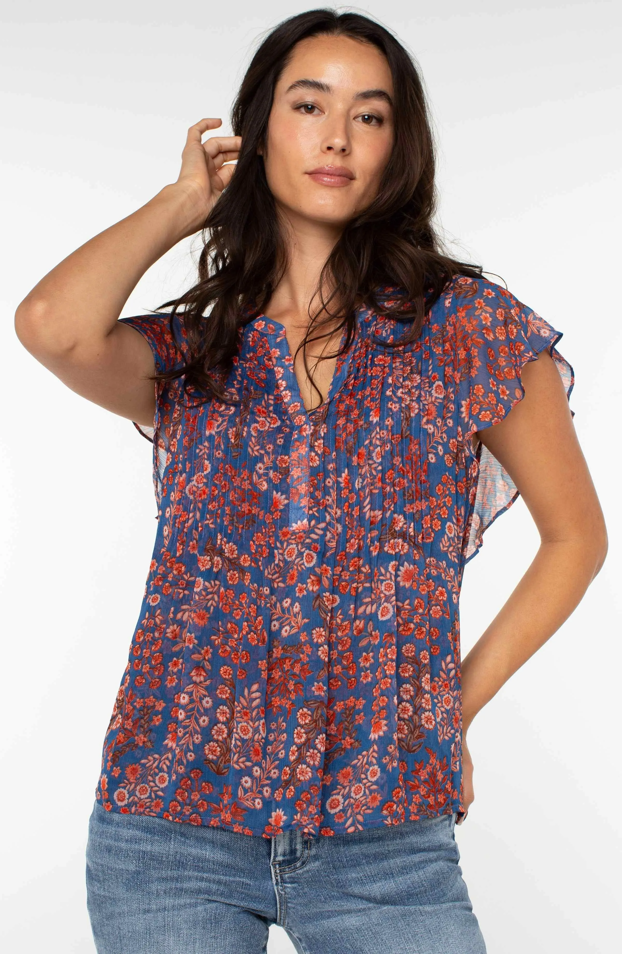 DOUBLE LAYER FLUTTER SLEEVE BLOUSE
