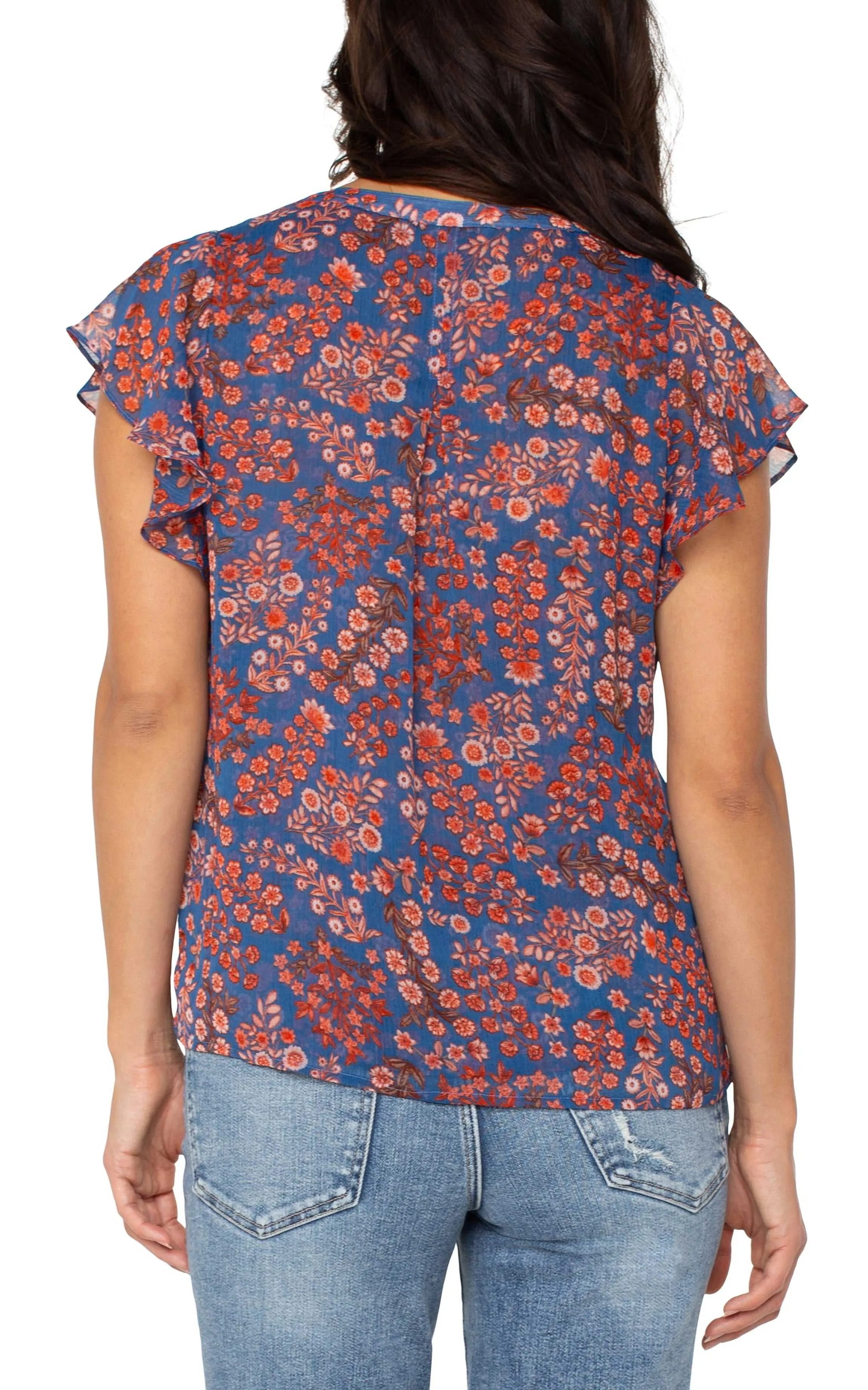 DOUBLE LAYER FLUTTER SLEEVE BLOUSE