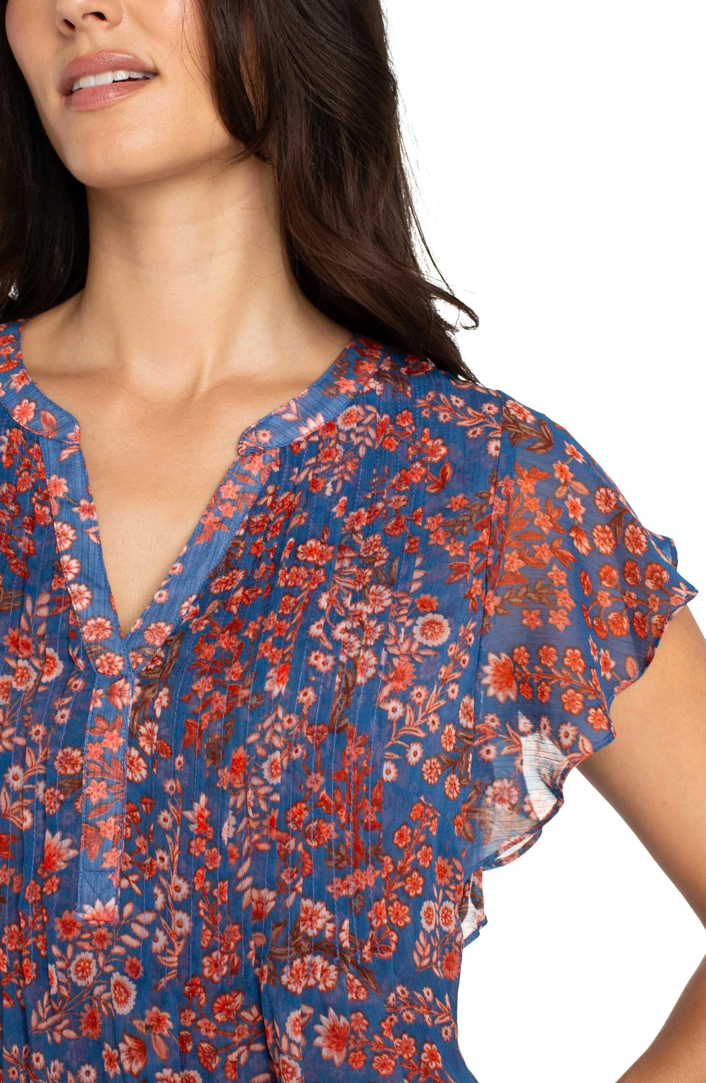DOUBLE LAYER FLUTTER SLEEVE BLOUSE