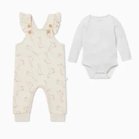 Duck Frilled Overalls & Bodysuit Outfit