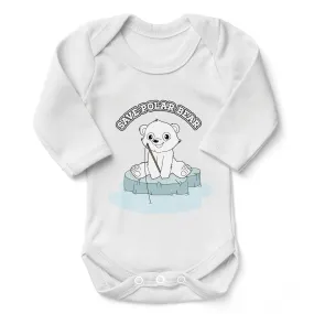 Endanzoo Organic Long Sleeve Bodysuit - Polar Bear on Sea Ice
