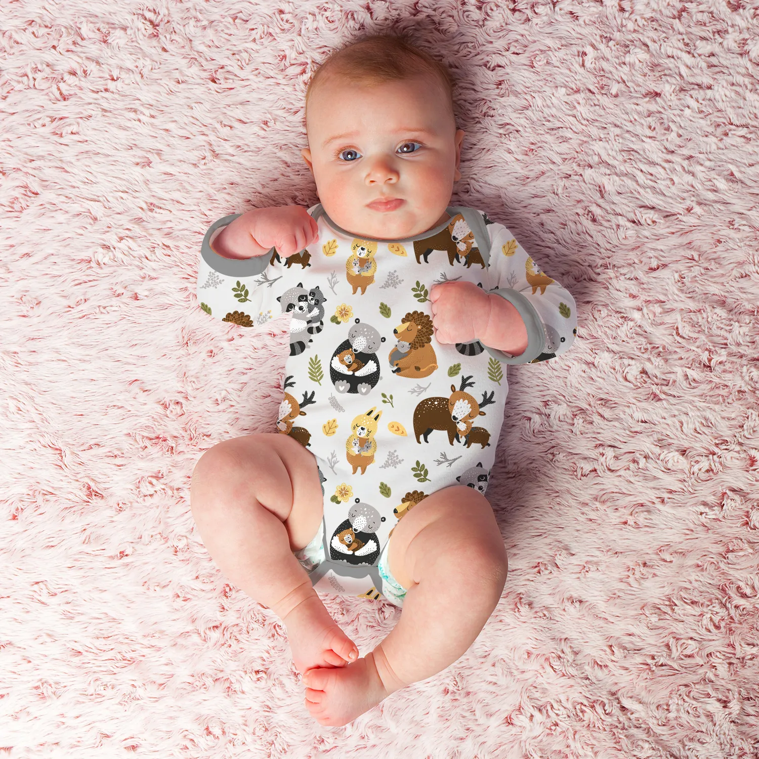 Endanzoo Organic Long Sleeve Bodysuit - Safari Hugs