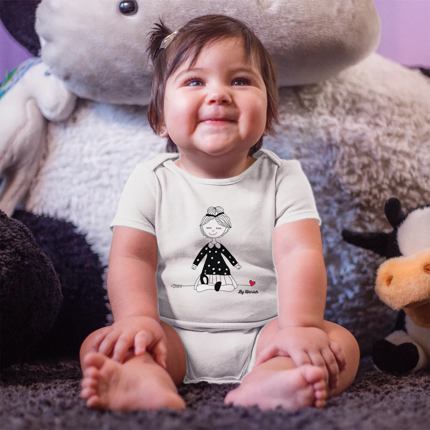 Endanzoo Organic Short Sleeve Baby Bodysuit (Art - Baby Thy Name Is Cute)