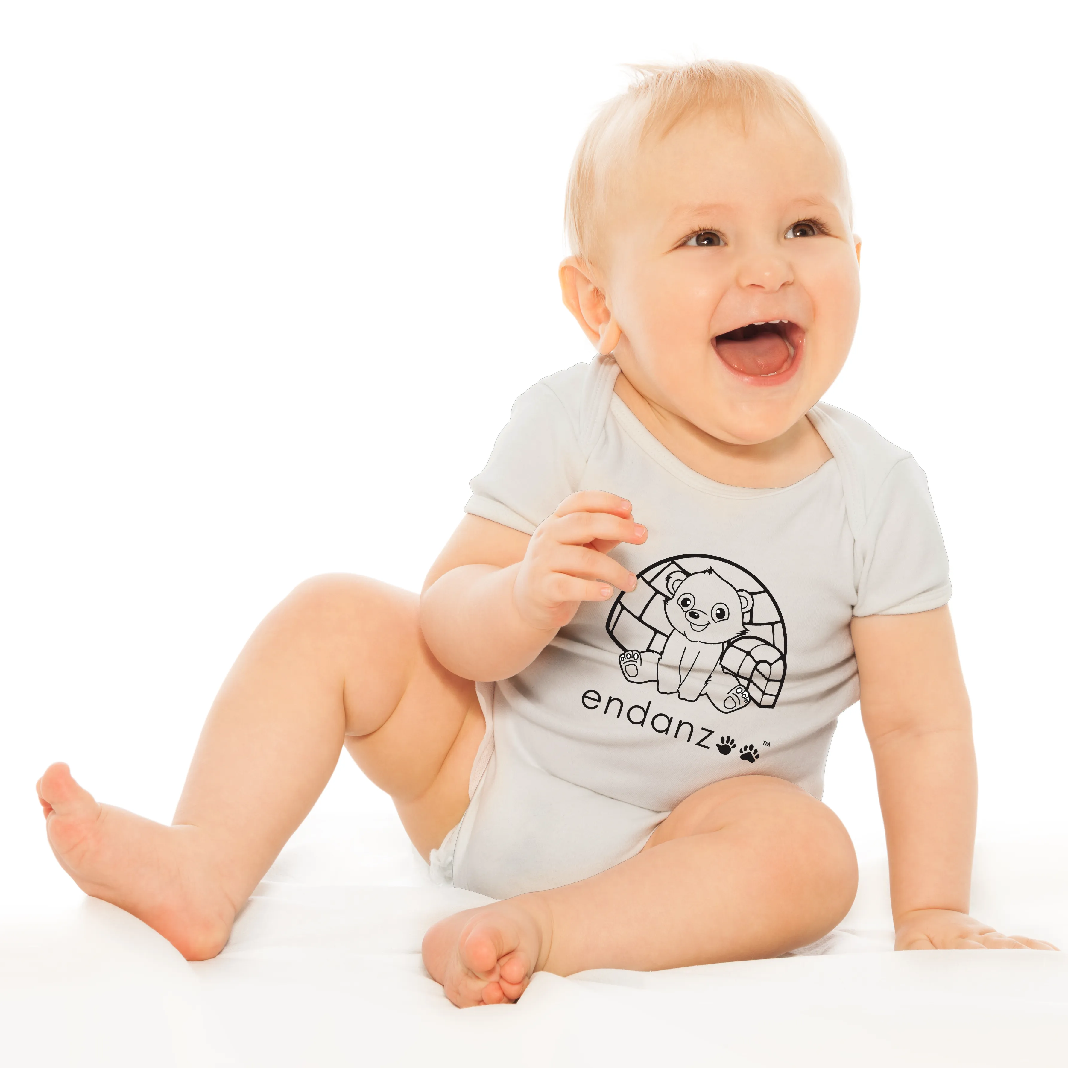 Endanzoo Organic Short Sleeve Bodysuit - Polar Bear & Igloo