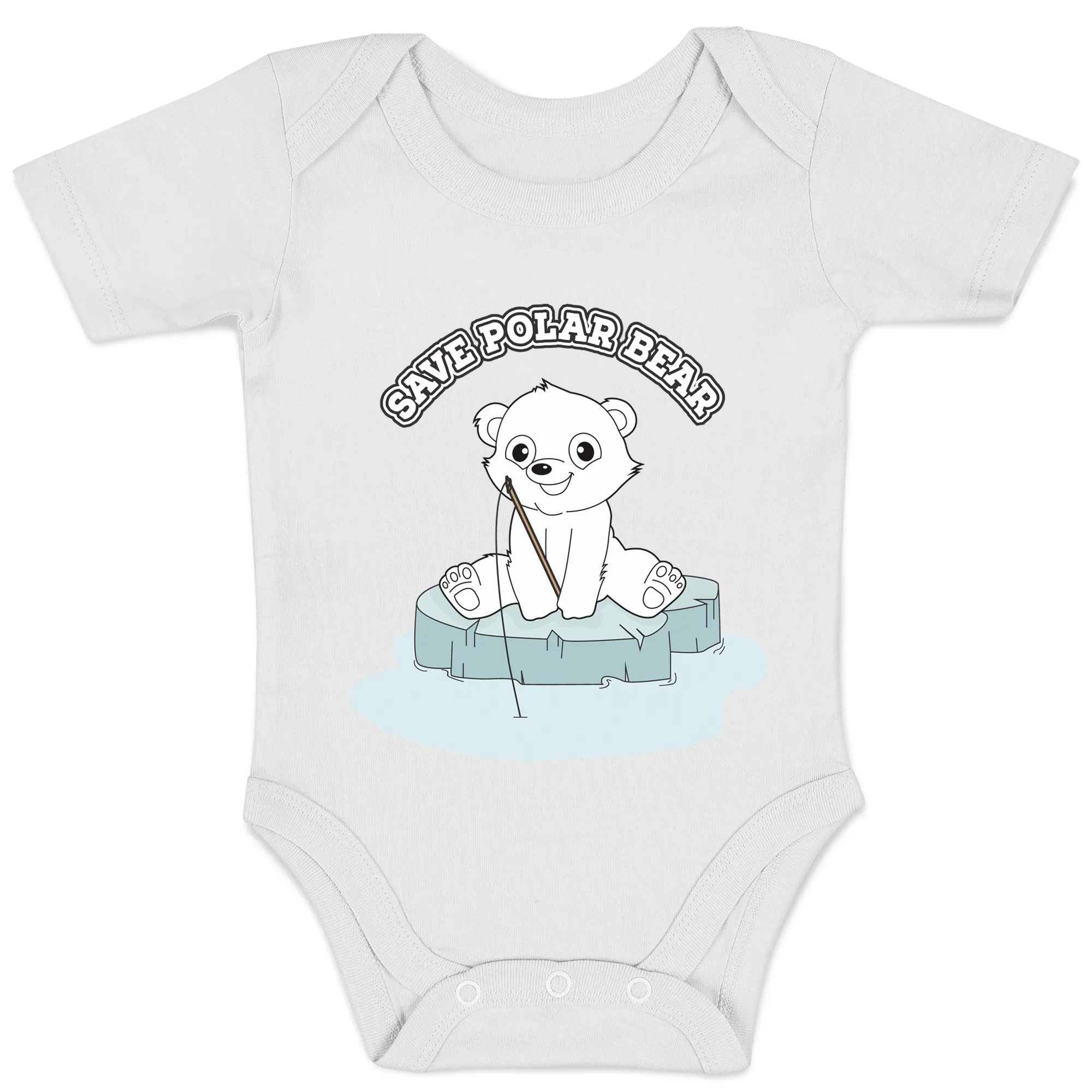 Endanzoo Organic Short Sleeve Bodysuit - Polar Bear on Sea Ice