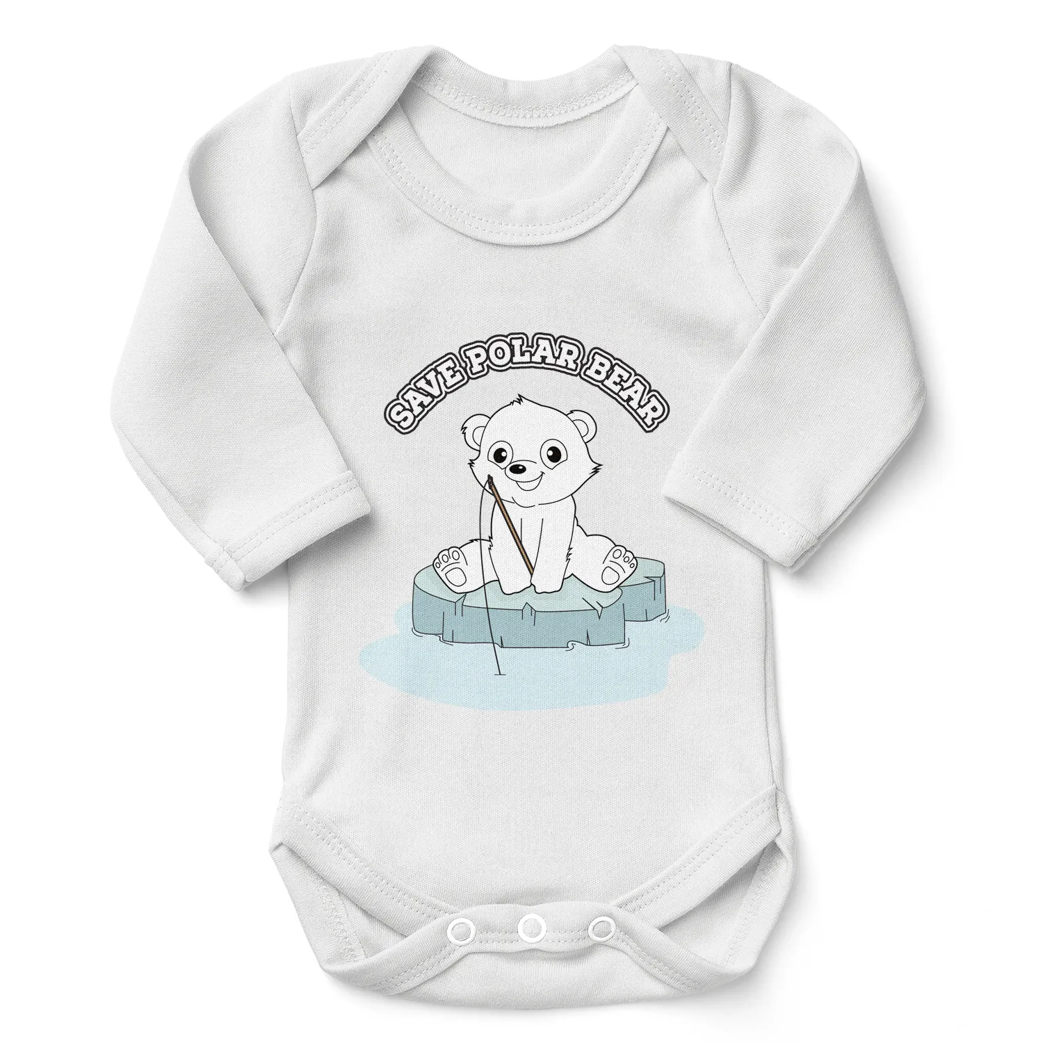 Endanzoo Organic Short Sleeve Bodysuit - Polar Bear on Sea Ice