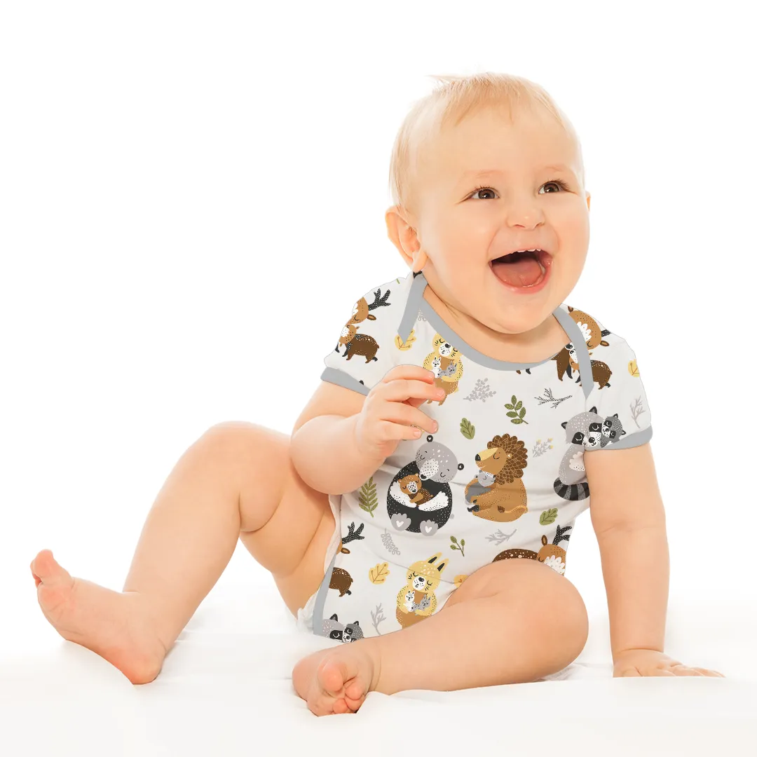 Endanzoo Organic Short Sleeve Bodysuit - Safari Hugs