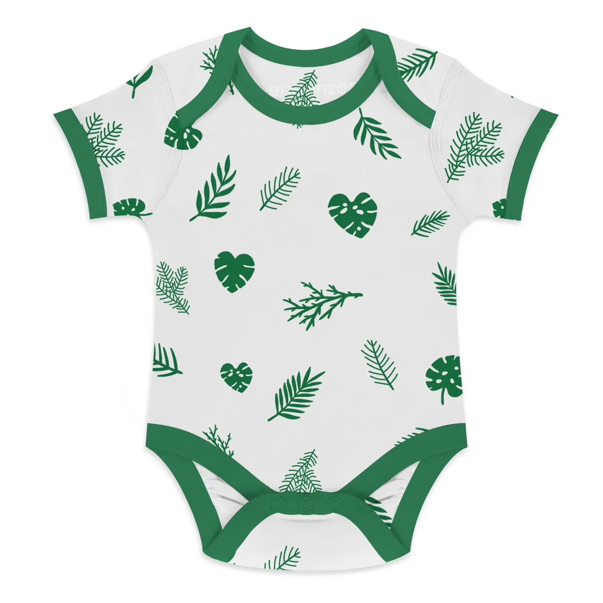 Endanzoo Organic Short Sleeve Bodysuit - Tropical Leaves
