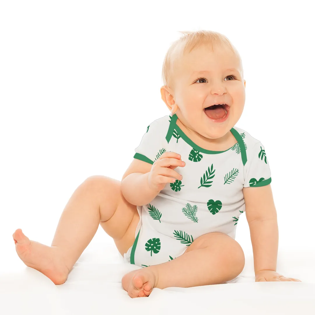 Endanzoo Organic Short Sleeve Bodysuit - Tropical Leaves