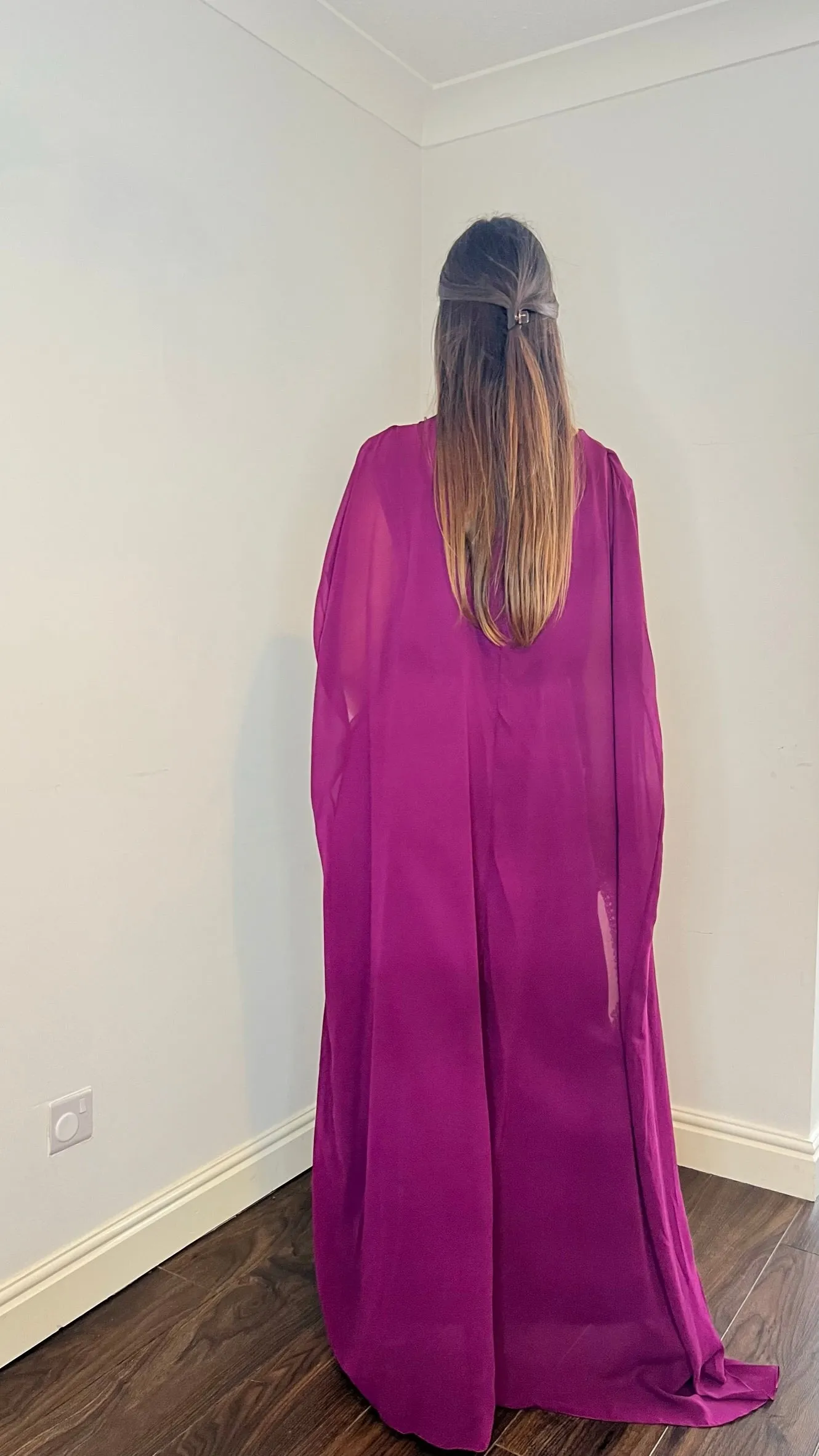 Enis Cape Dress - Plum