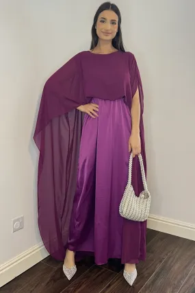 Enis Cape Dress - Plum