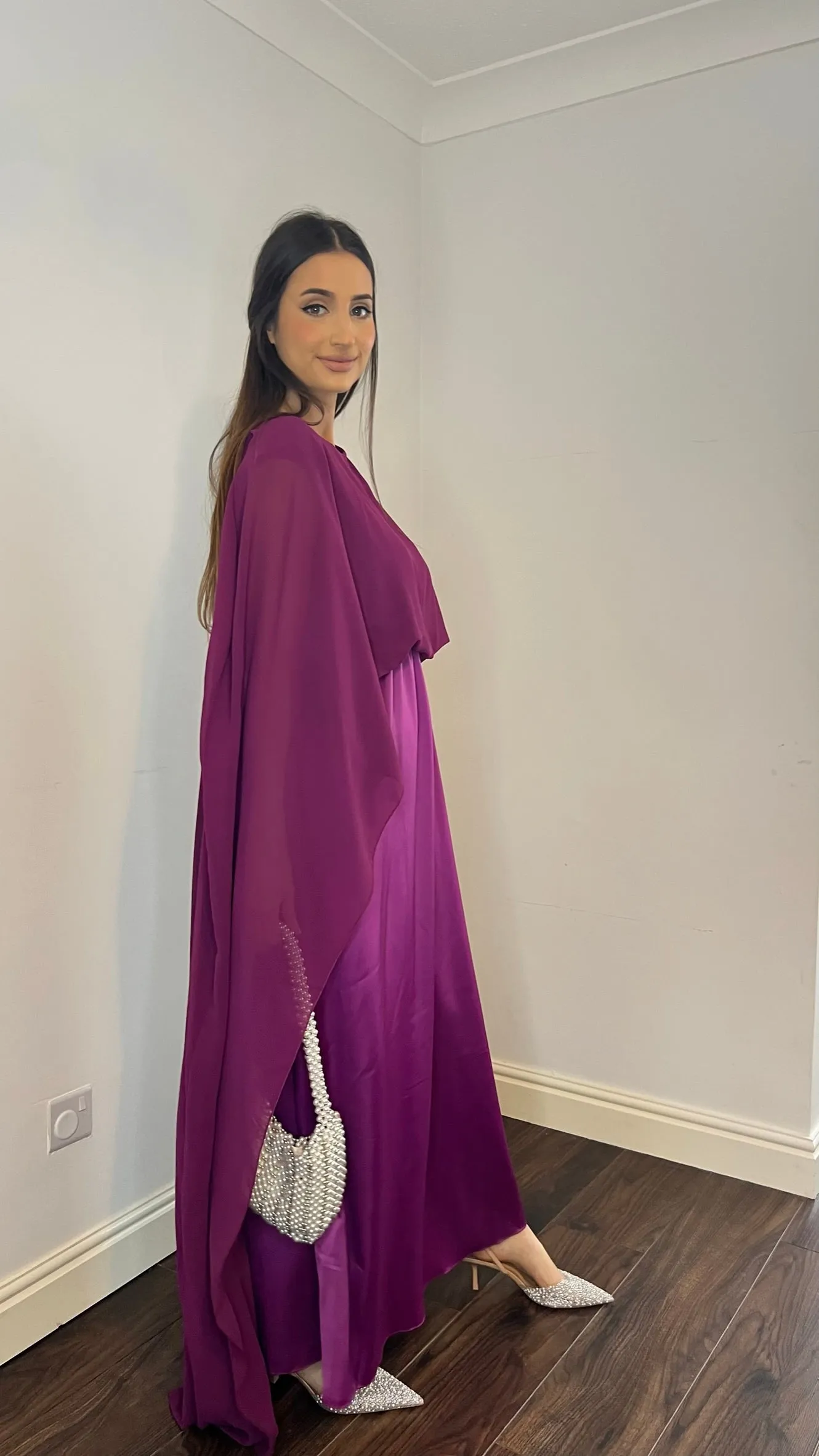 Enis Cape Dress - Plum