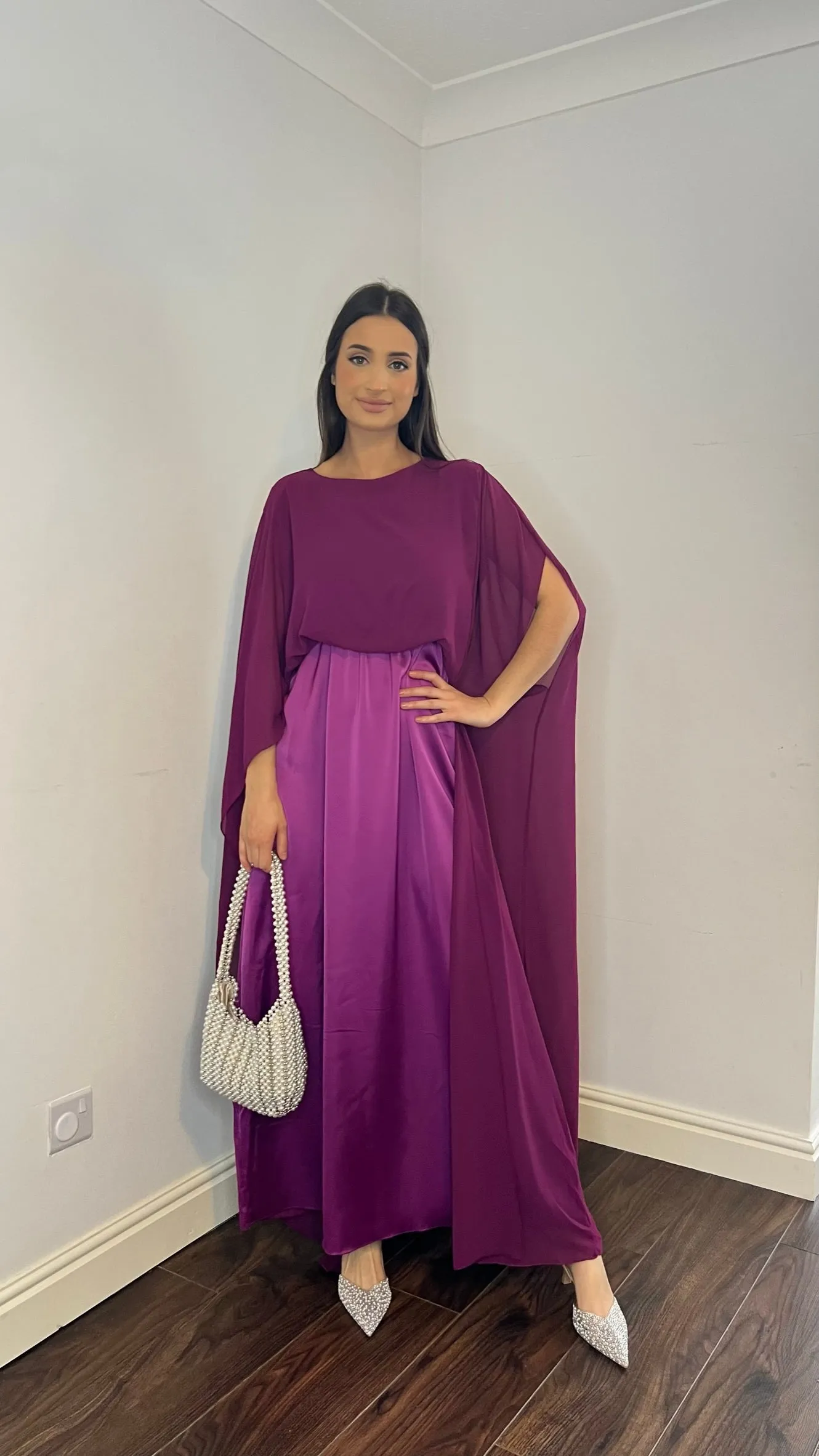 Enis Cape Dress - Plum