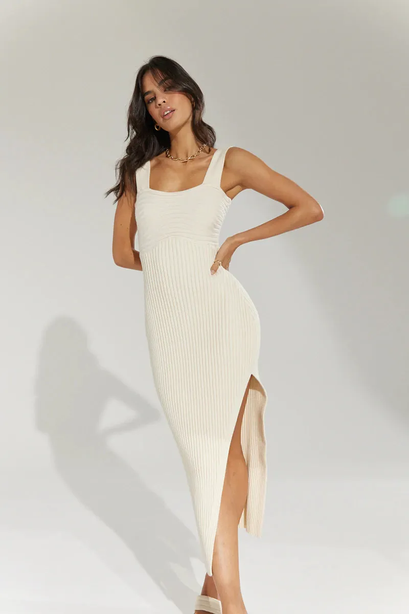 Exhale Combo Knit Dress - Almond