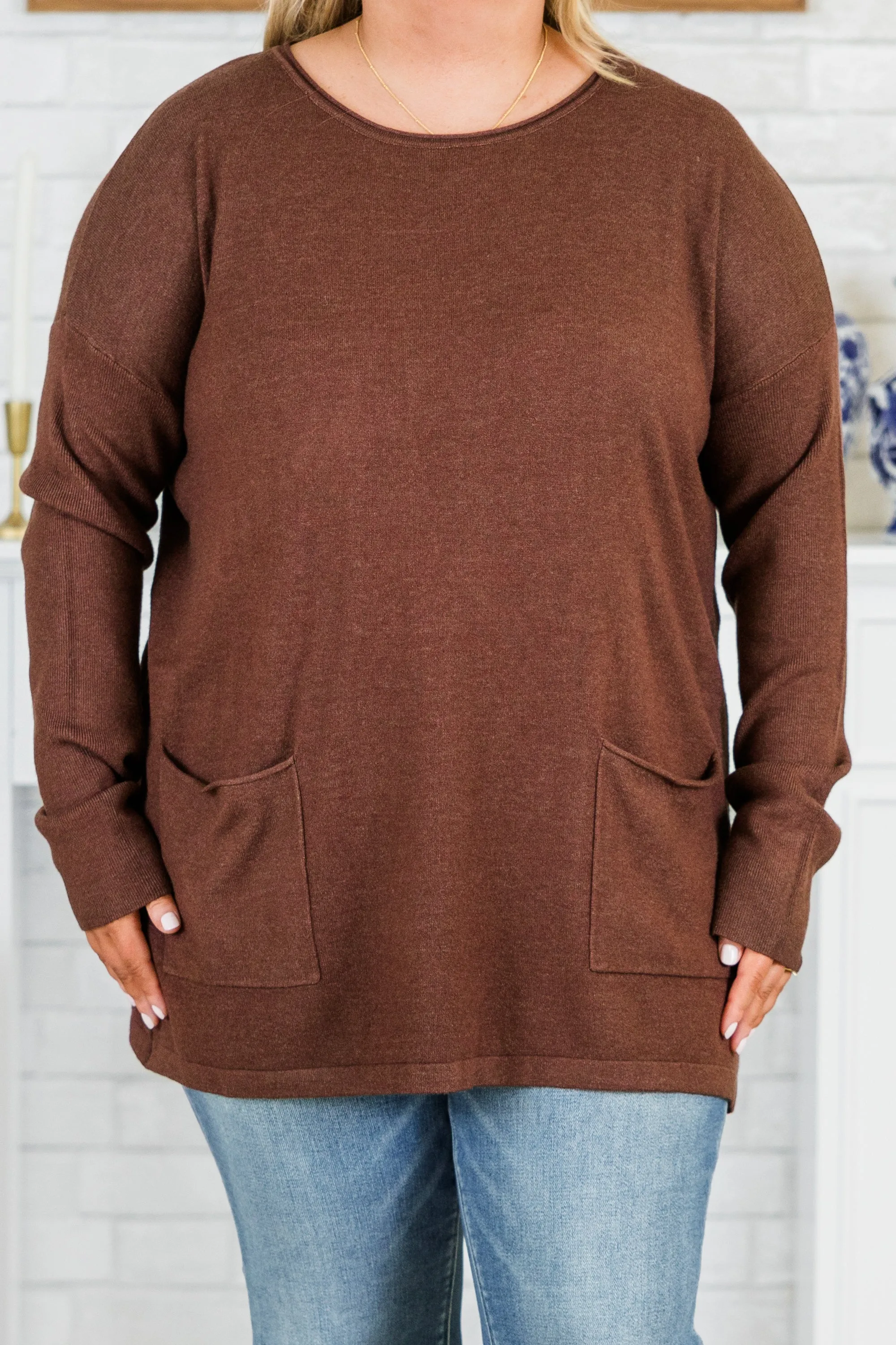 Fall into Fashion Sweater, Heather Mahogany