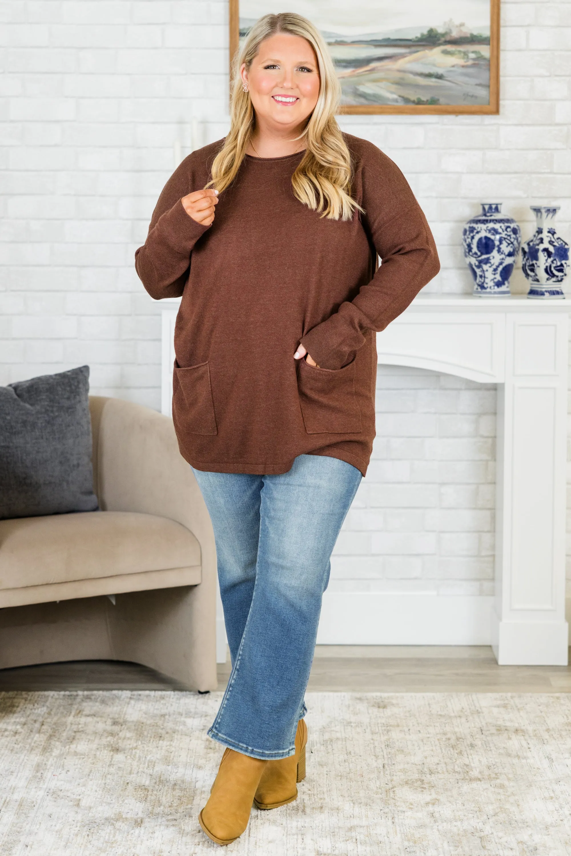 Fall into Fashion Sweater, Heather Mahogany
