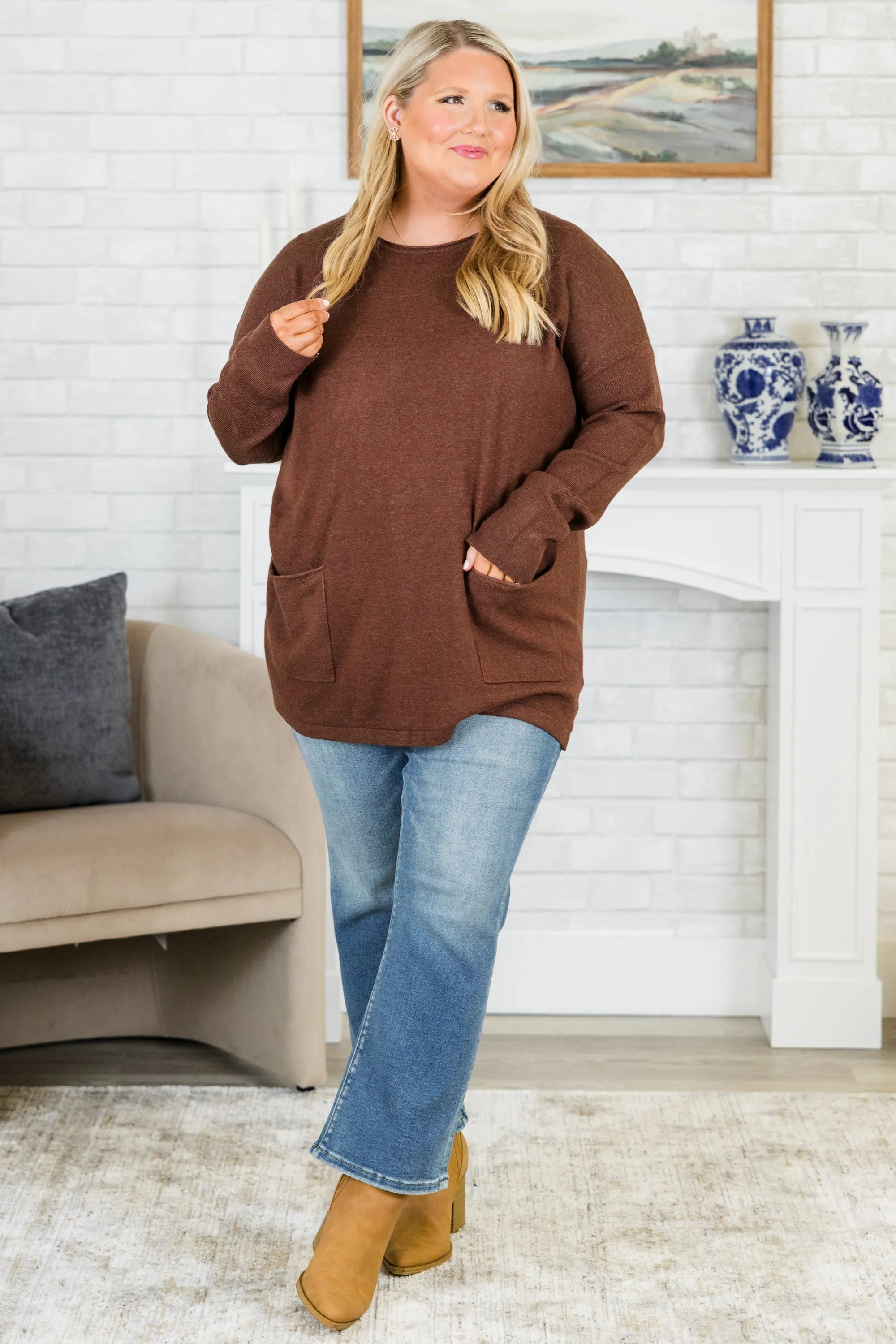 Fall into Fashion Sweater, Heather Mahogany