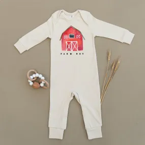Farm Boy Red Barn Organic Baby Playsuit