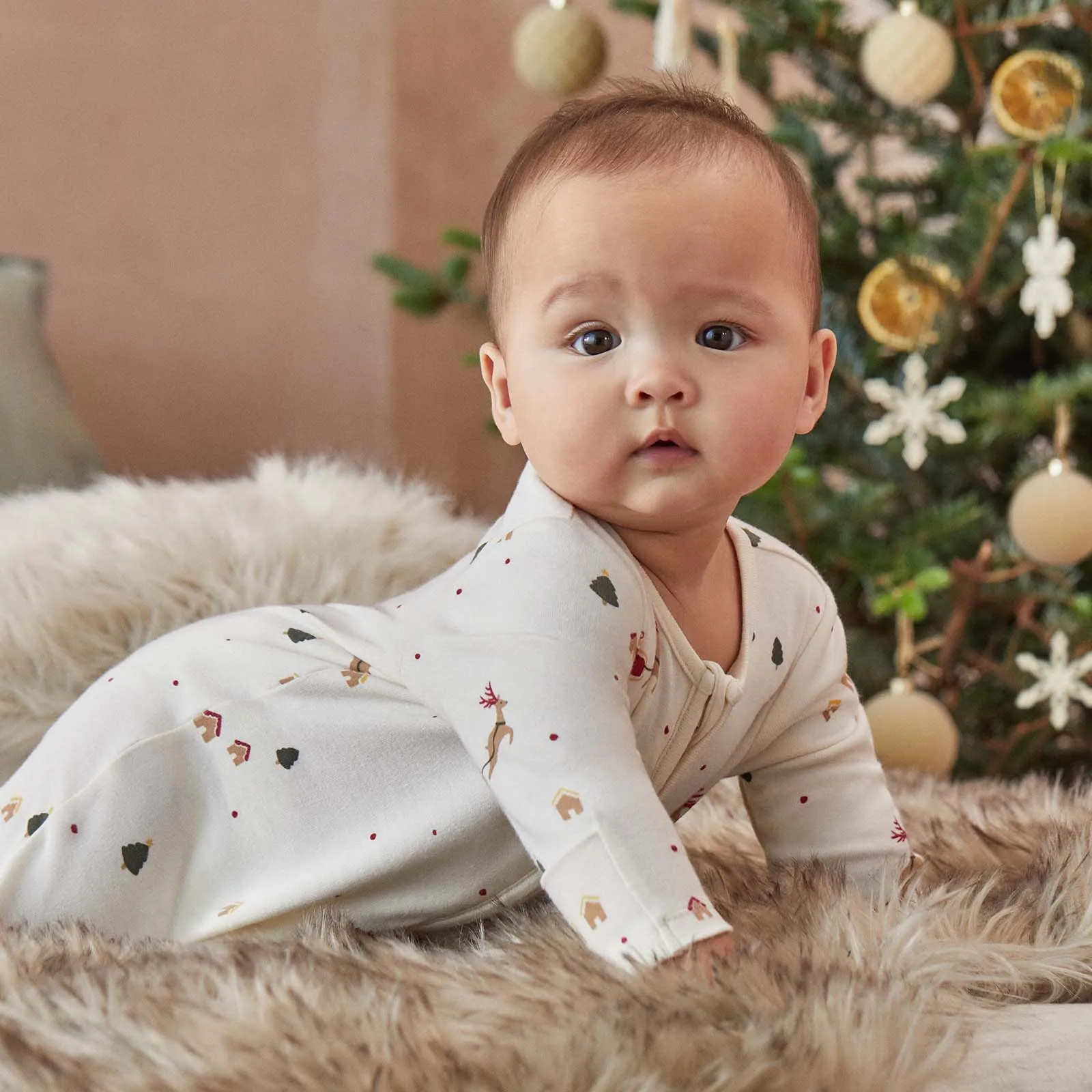 Festive Print Long Sleeve Bodysuit