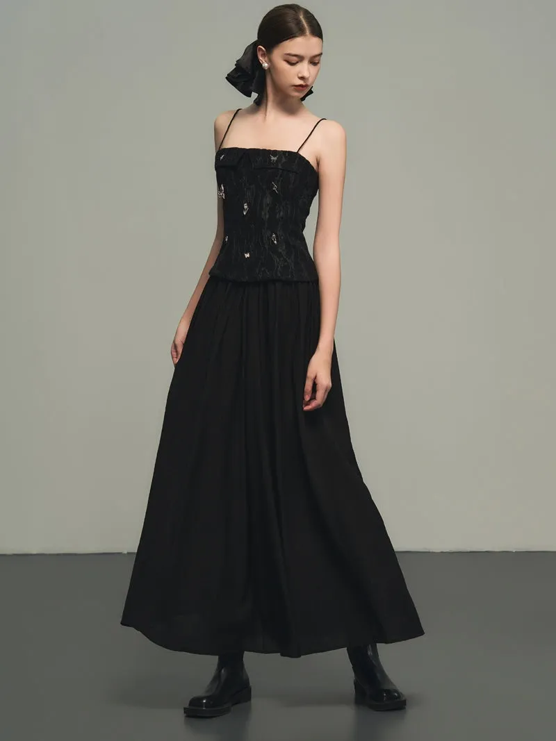 Flare Classy High-Waist Adult Retro Plain Long-Skirt