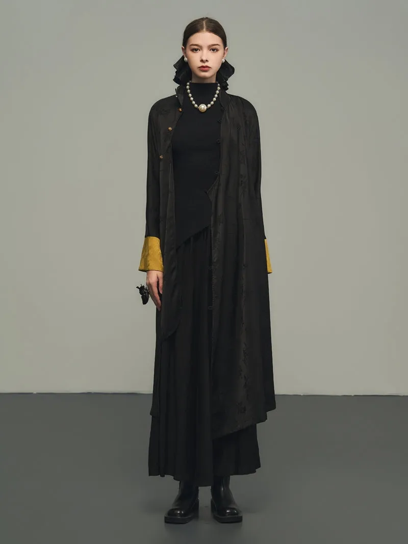 Flare Classy High-Waist Adult Retro Plain Long-Skirt