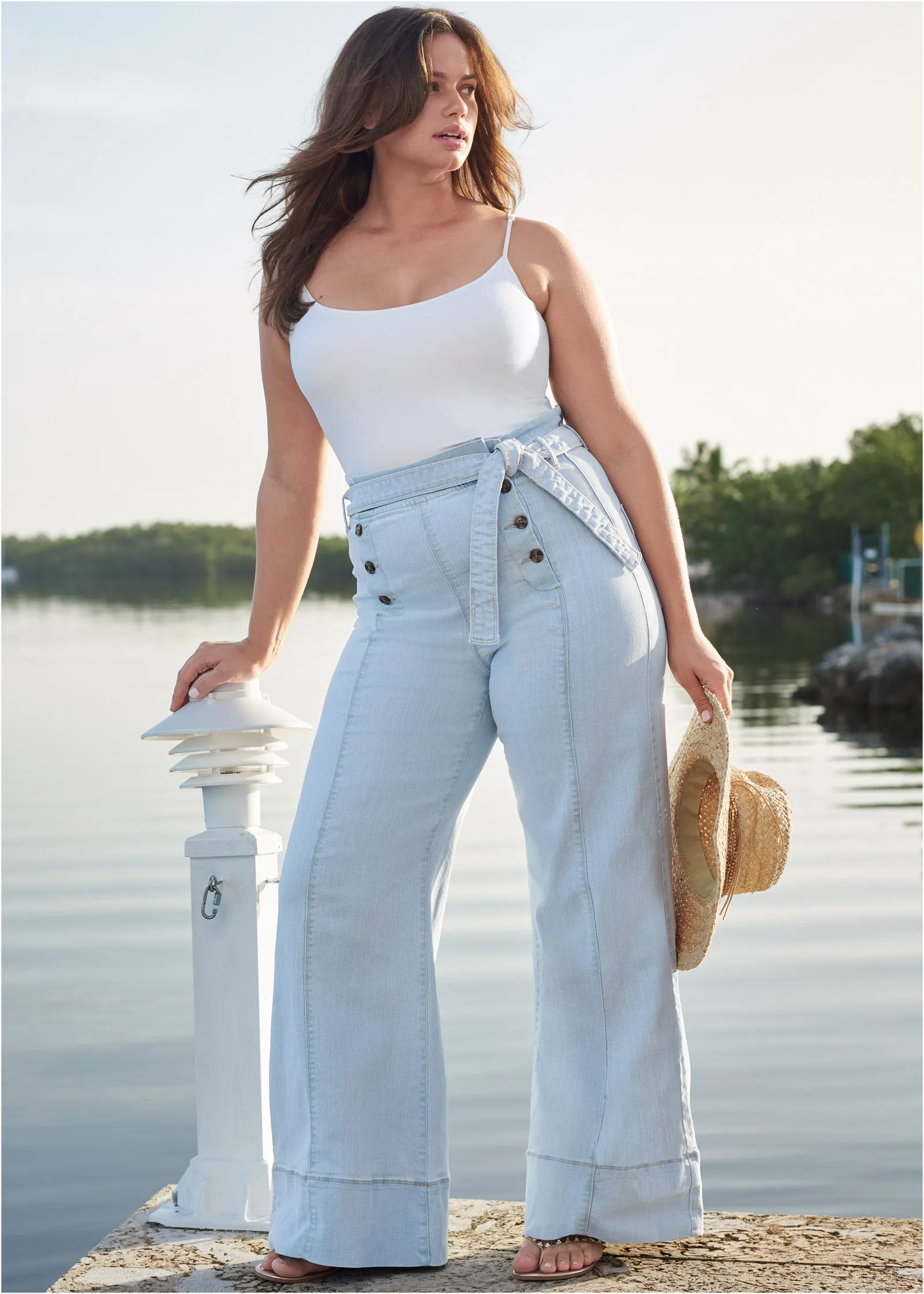 Flare Leg High Waist Jeans - Light Wash