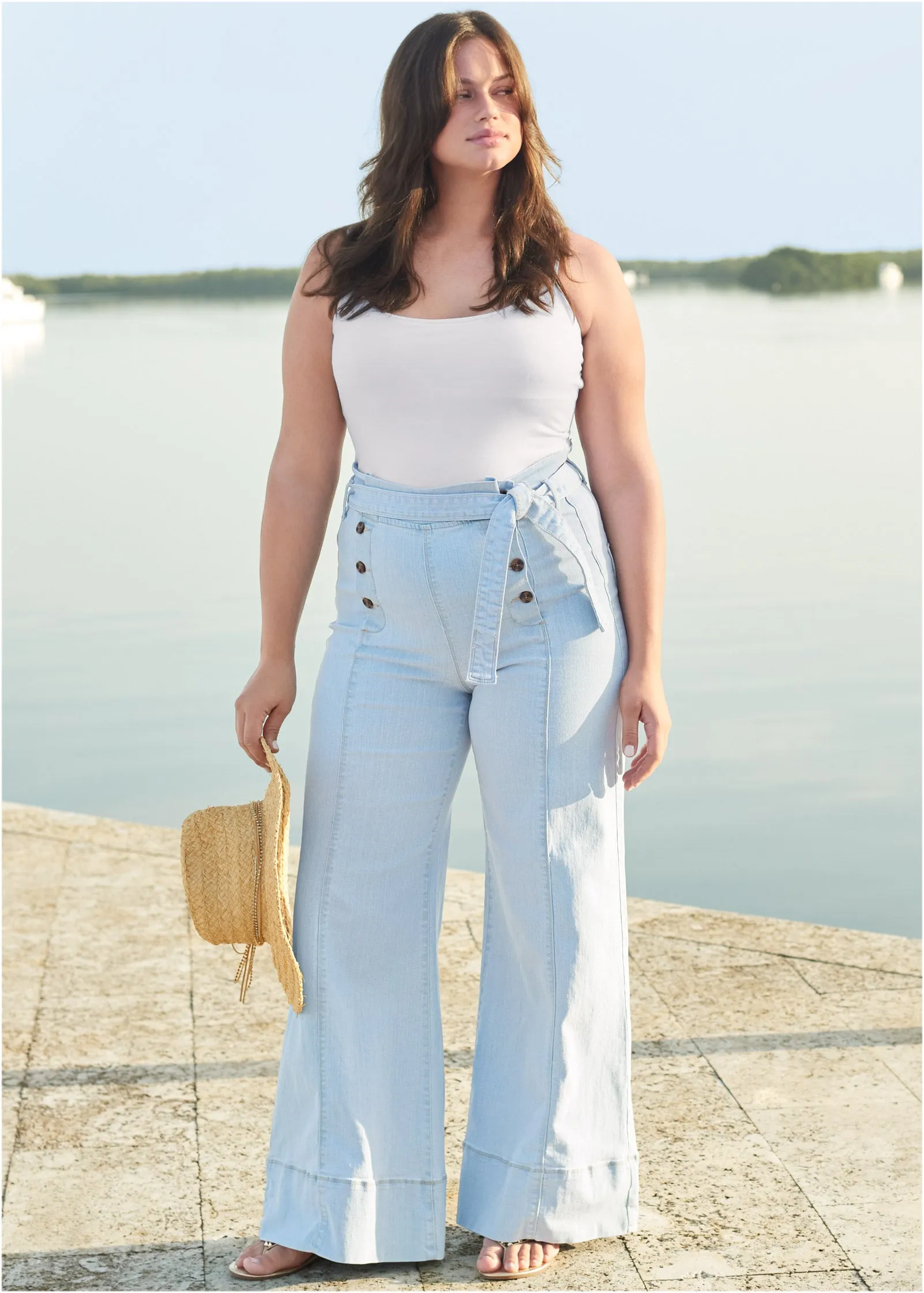 Flare Leg High Waist Jeans - Light Wash