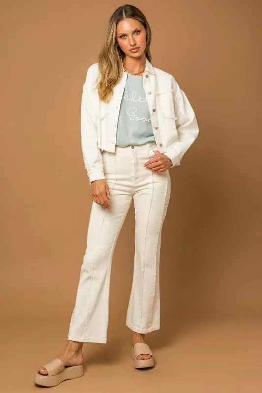 Flared Pants w/Frayed Hem Detail