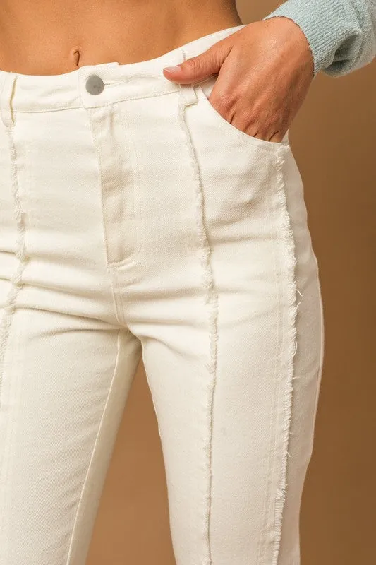 Flared Pants w/Frayed Hem Detail