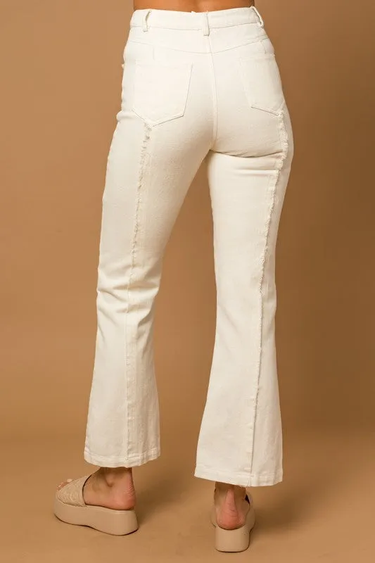 Flared Pants w/Frayed Hem Detail