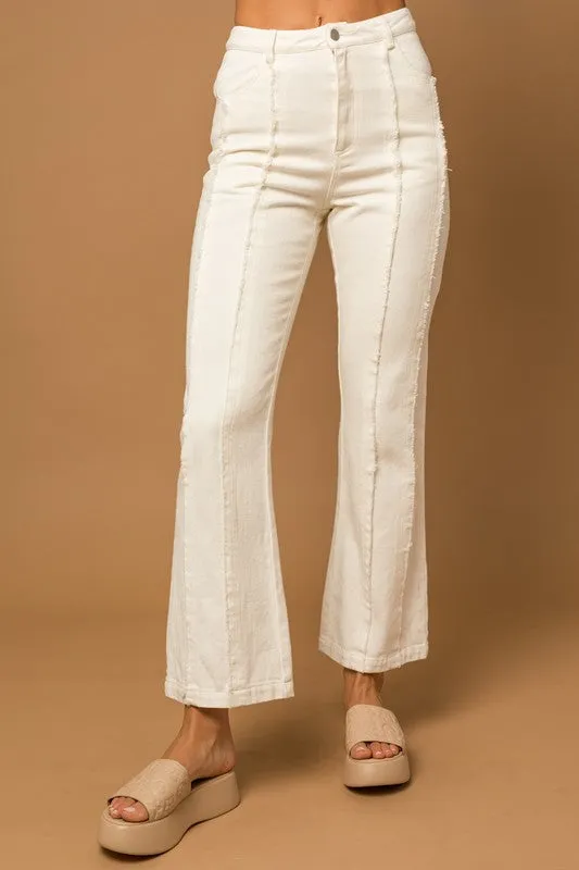 Flared Pants w/Frayed Hem Detail