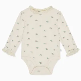 Floral Frilled Ribbed Long Sleeve Bodysuit