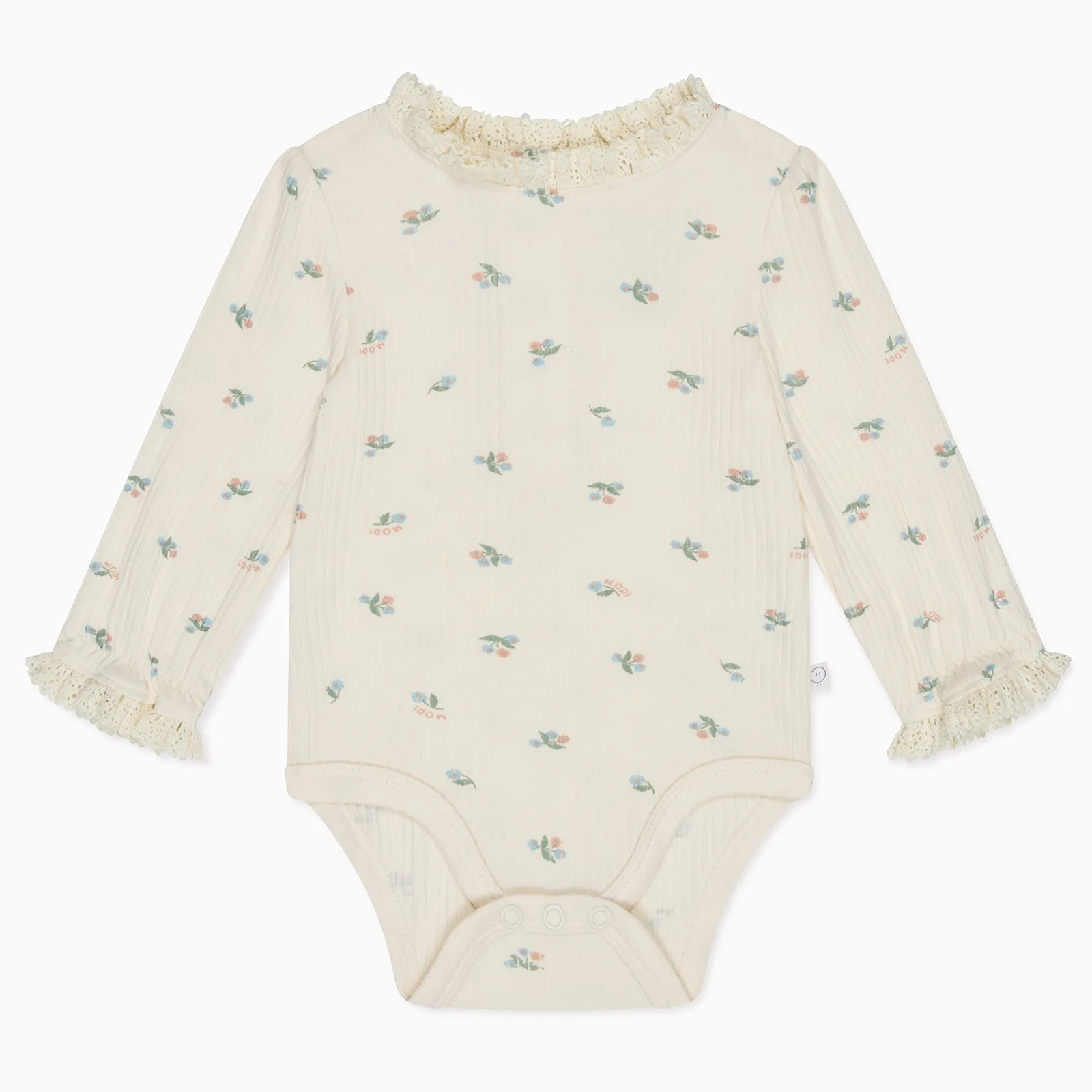 Floral Frilled Ribbed Long Sleeve Bodysuit