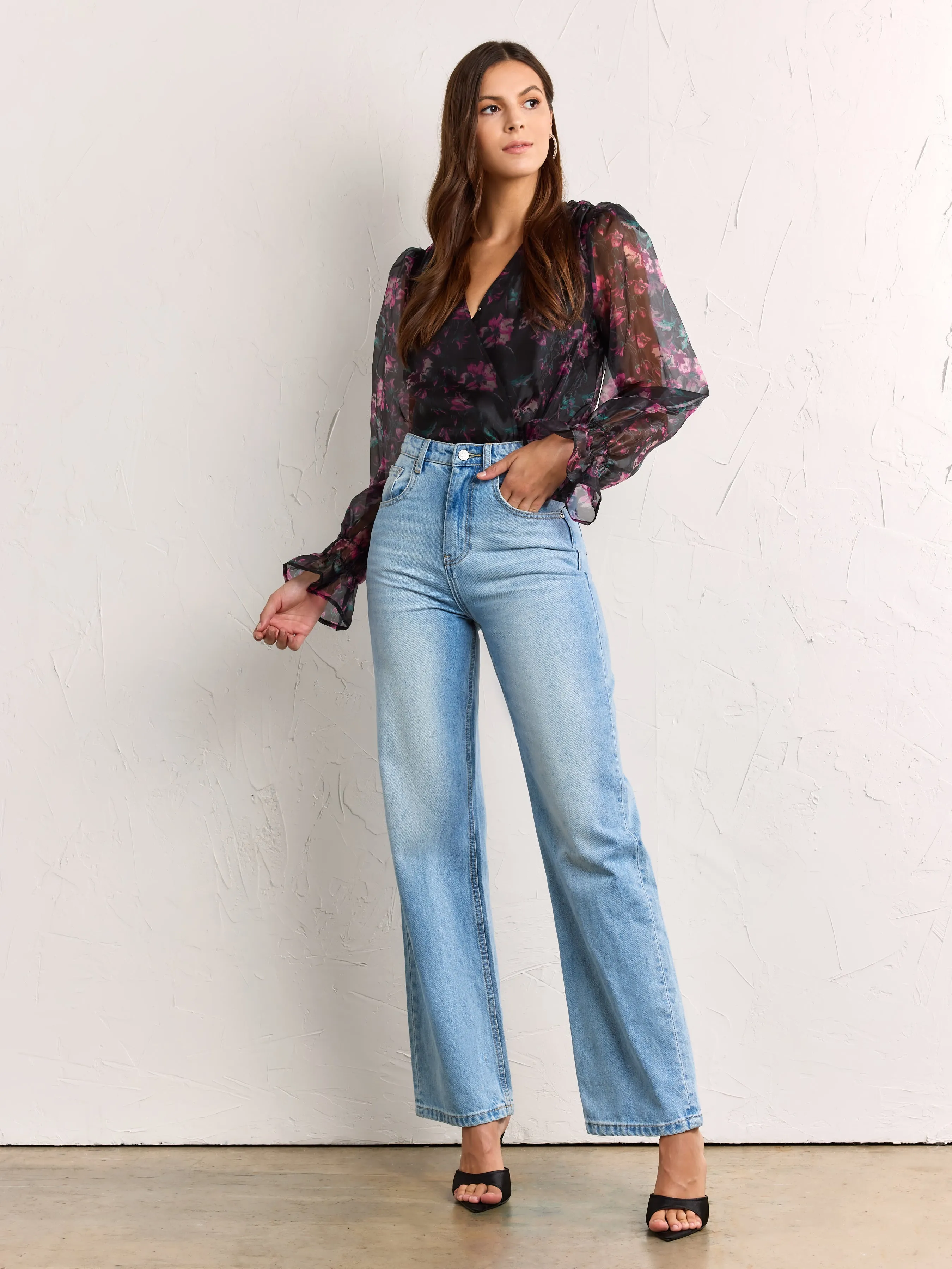 Floral Organza Wrap Bodysuit - Dee Elly