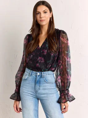 Floral Organza Wrap Bodysuit - Dee Elly