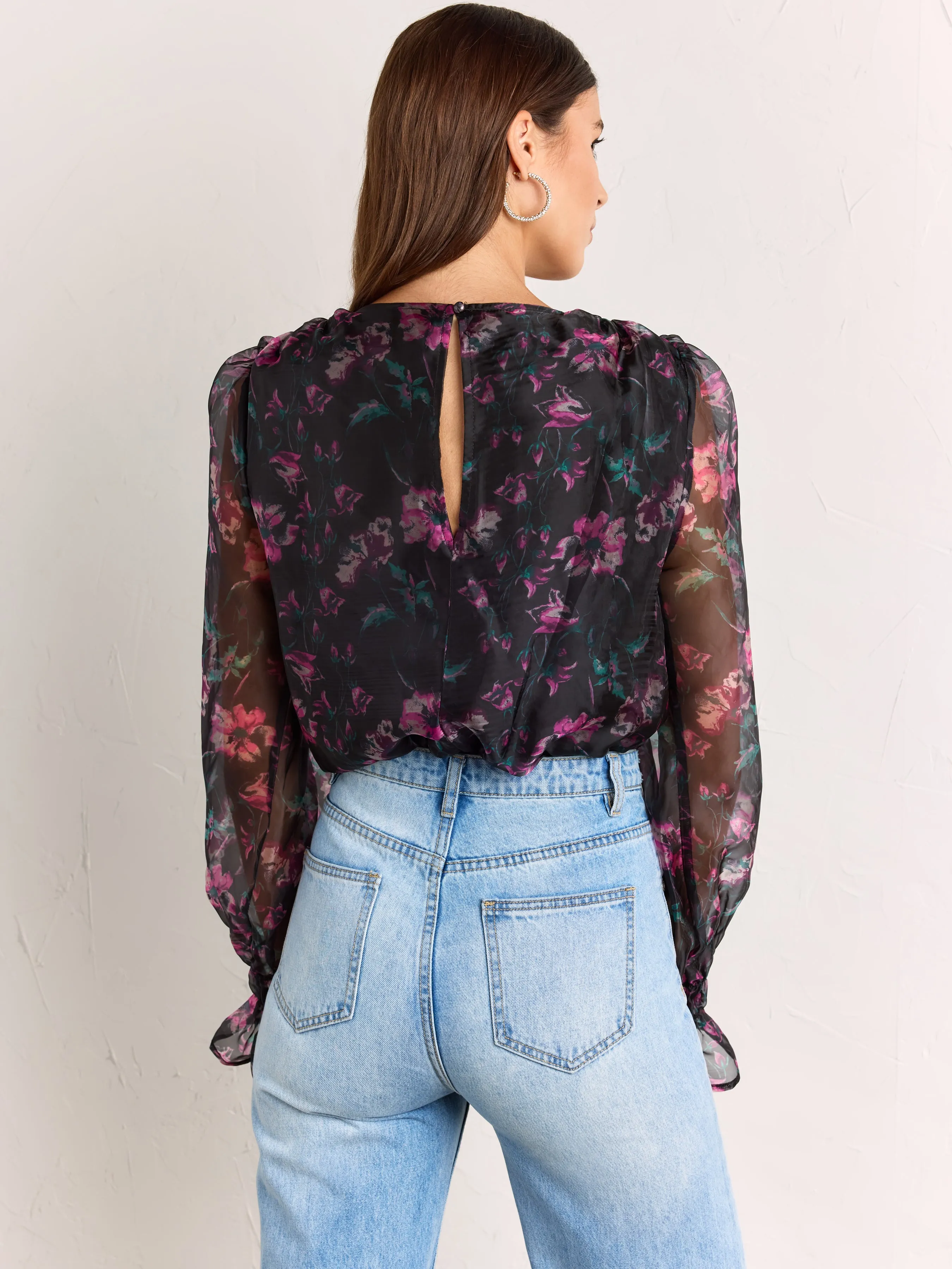 Floral Organza Wrap Bodysuit - Dee Elly