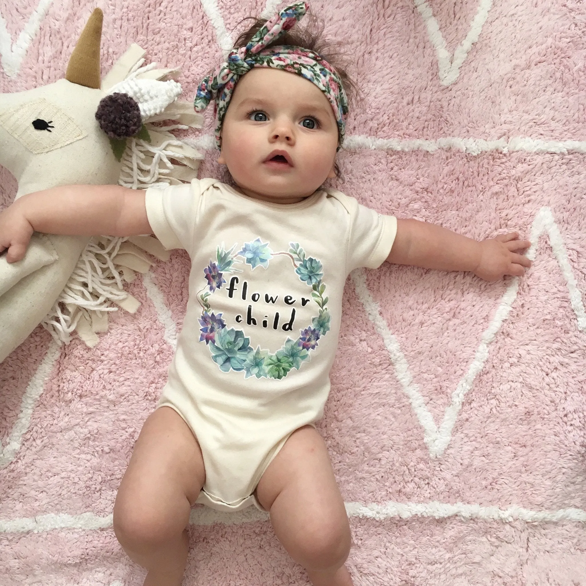 Flower Child Succulent Wreath Organic Baby Onesie®