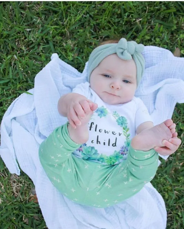 Flower Child Succulent Wreath Organic Baby Onesie®