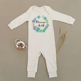 Flower Child Succulent Wreath Organic Baby Playsuit