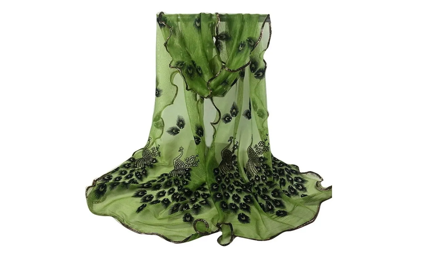 Flower Embroidered Lace Scarf