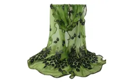 Flower Embroidered Lace Scarf
