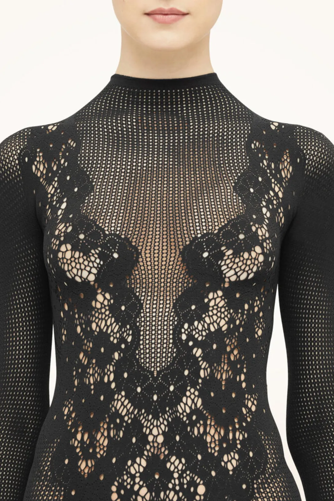 Flower Lace String Bodysuit | Black