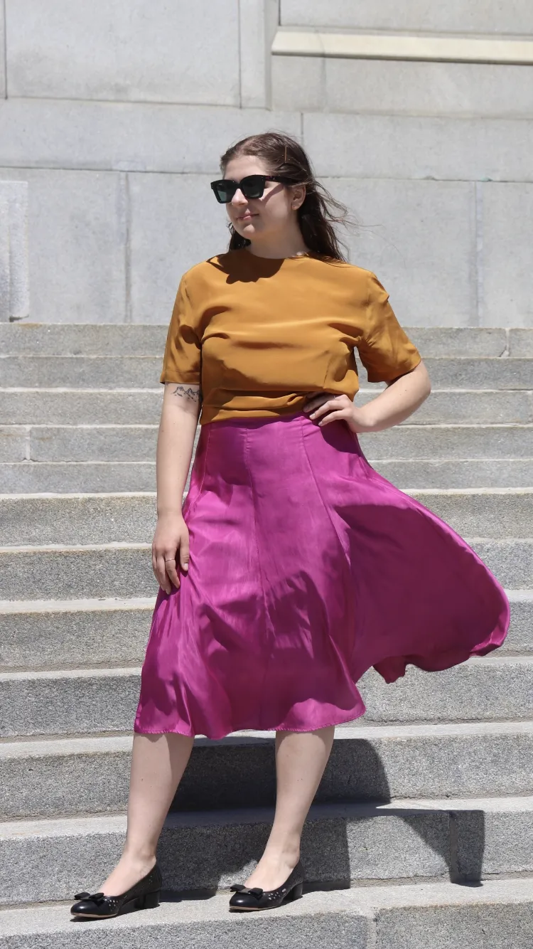 Flowy Magenta Midi Skirt - 34-36