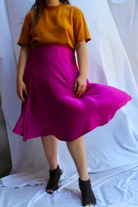 Flowy Magenta Midi Skirt - 34-36
