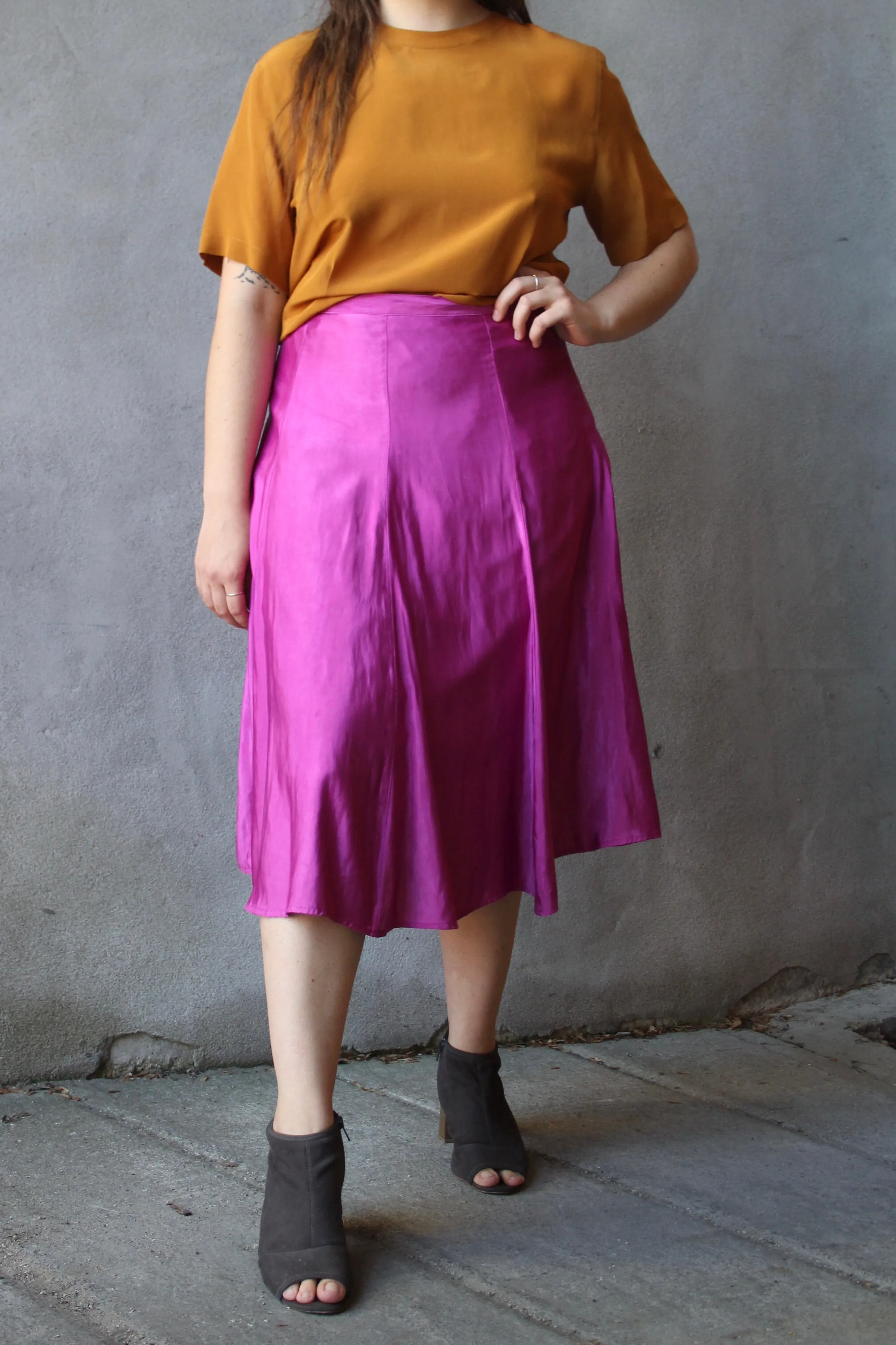 Flowy Magenta Midi Skirt - 34-36